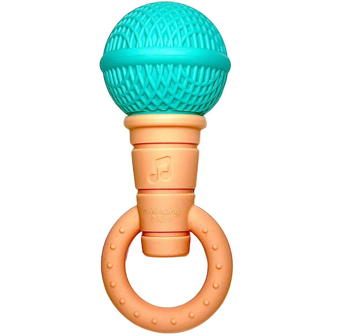 The Singing Mom microphone teether close-up of texture set for gum soothing and exploration