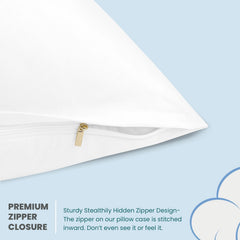 The Sky Bedding 500 thread count Egyptian cotton close-up reveals smooth, cool feel.