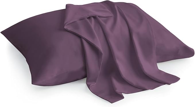 The Sky Bedding plum pillowcase 13x18 close-up shows luxurious Egyptian cotton texture for breathable sleep.