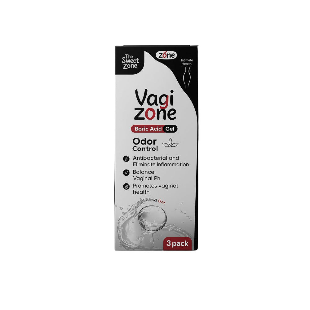 The Sweet Zone Vagizone box front showing discreet packaging for daily intimate care
