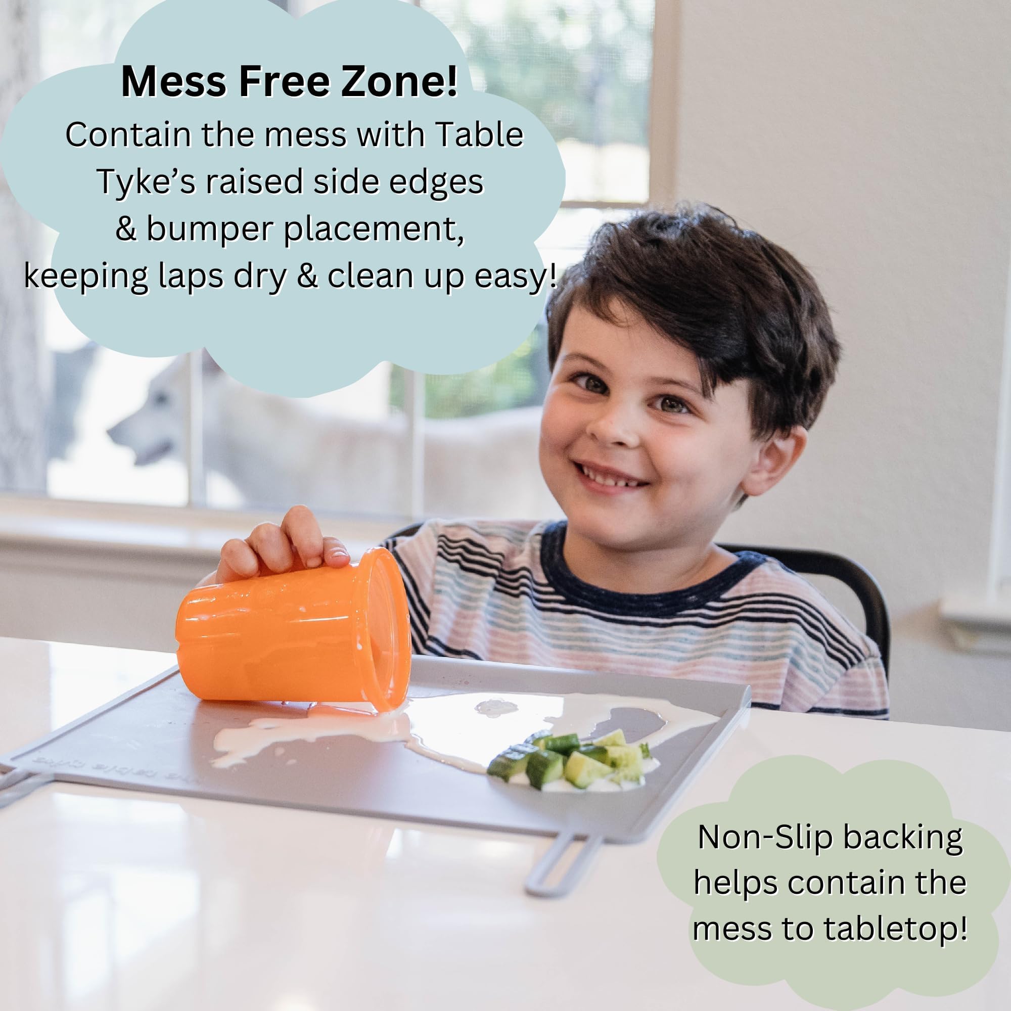 The Table Tyke placemat is dishwasher-safe for busy families.