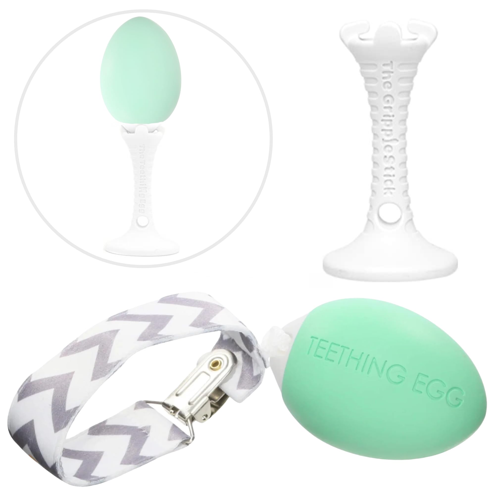 The Teething Egg baby teether for soothing gums and safe chewing.