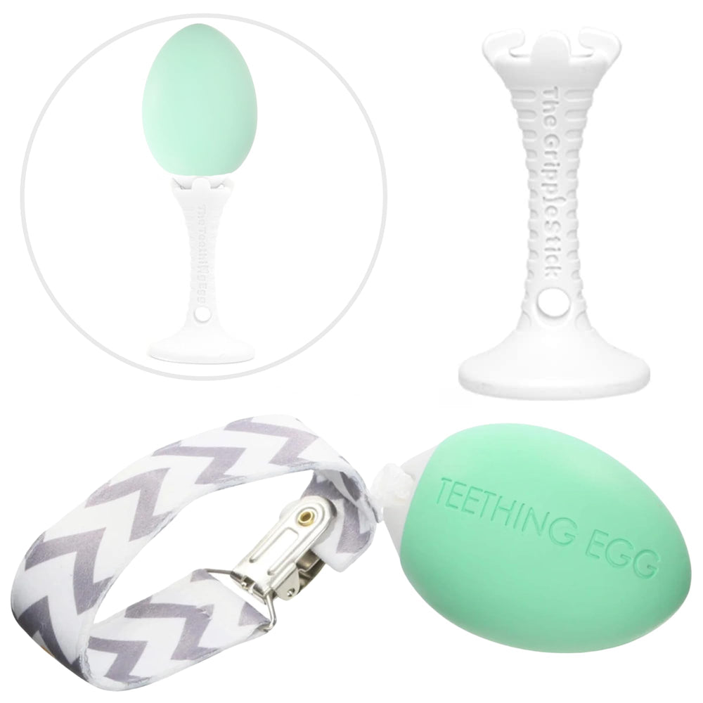 The Teething Egg baby teether for soothing gums and safe chewing.
