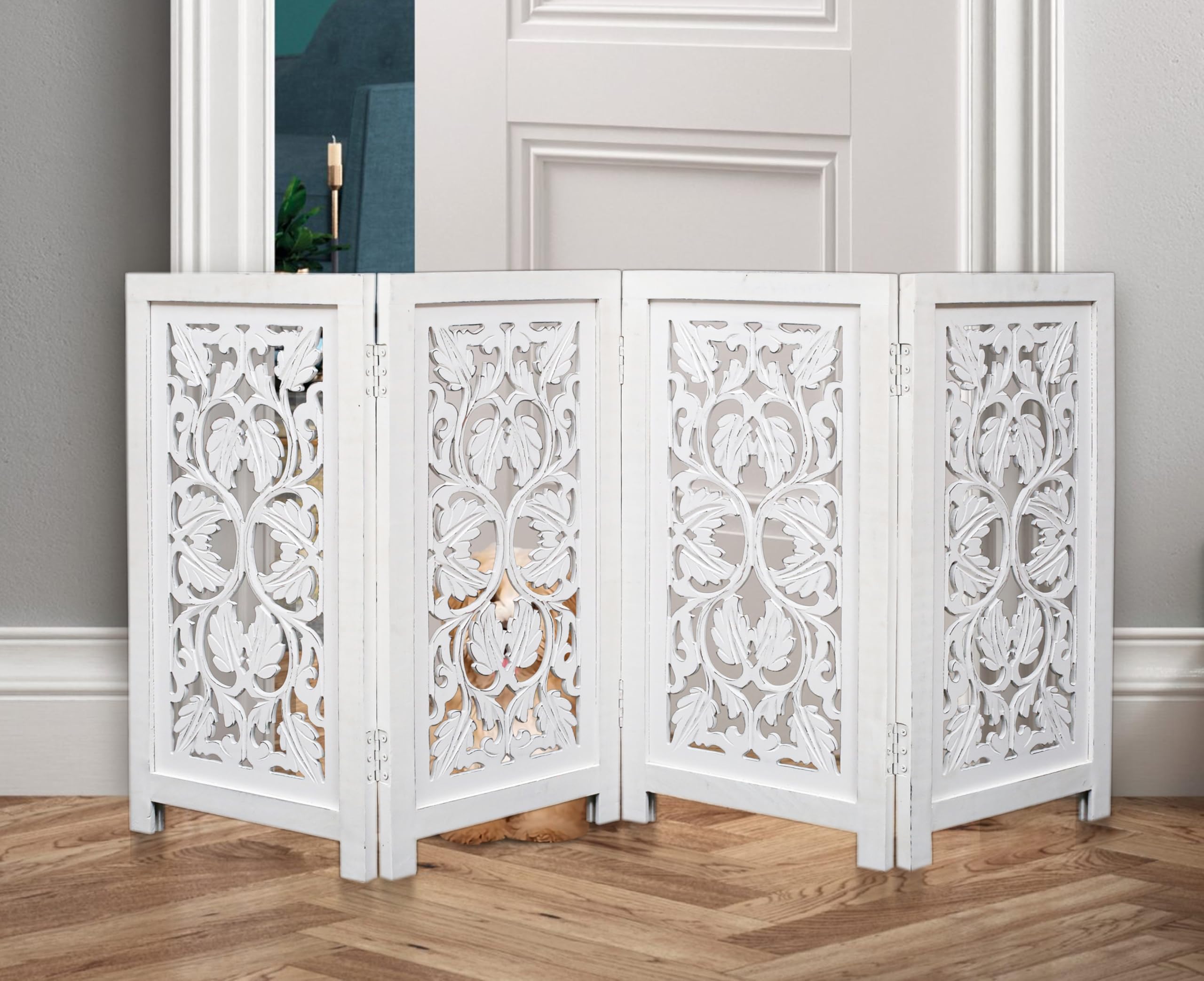 The Wooden Town 56W x 28H gate fits standard doorways.