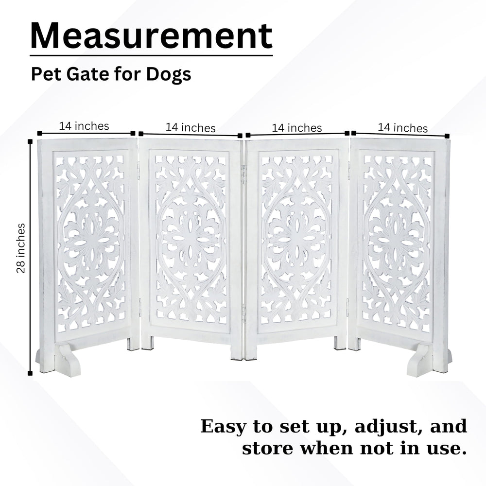 The Wooden Town 28-inch tall freestanding gate for everyday pet containment.
