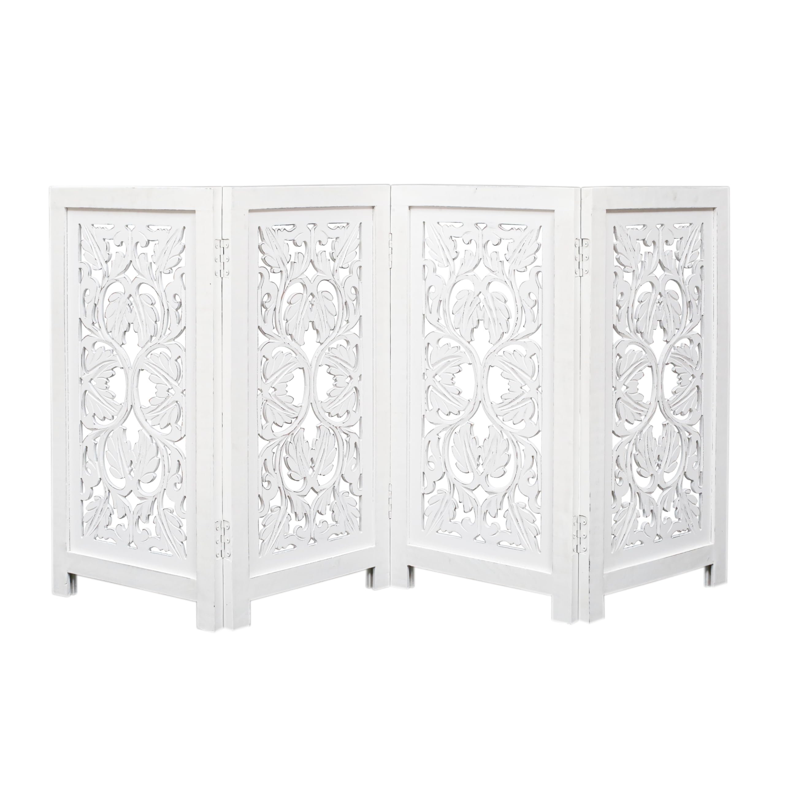 The Wooden Town portable pet gate travels easily between rooms.
