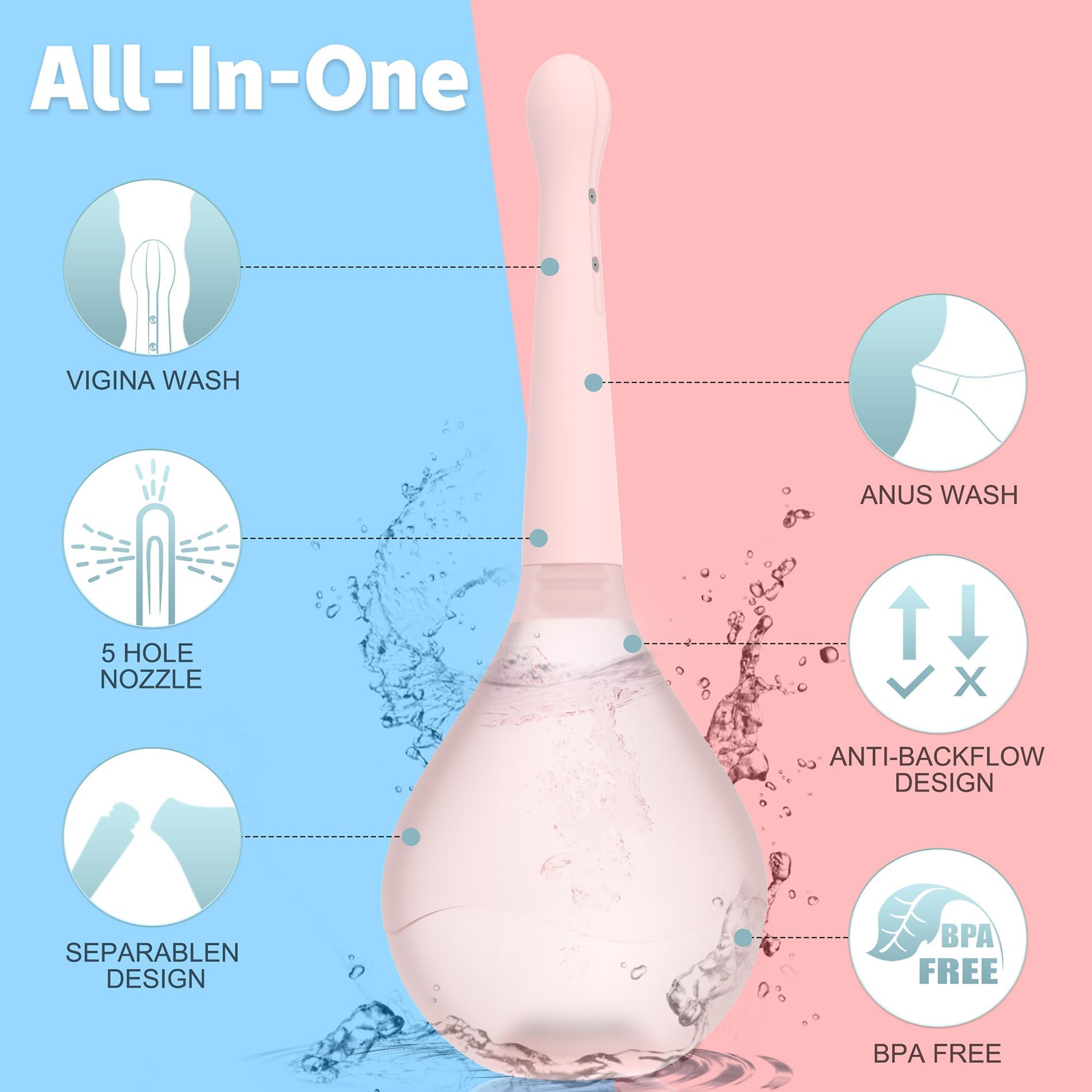 TheClover 150ml compact douche bottle is portable for travel and single-use efficiency.