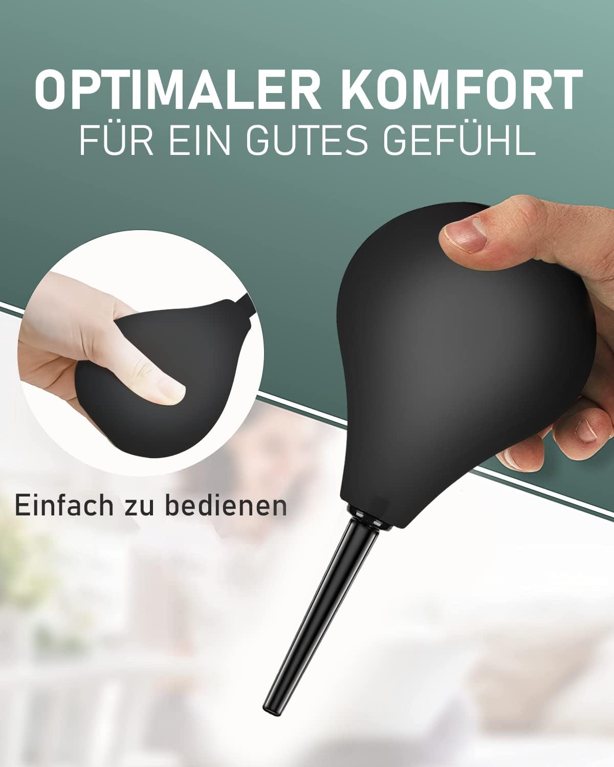 TheClover Enema Bulb 8oz shown as a portable hygiene kit for travel.