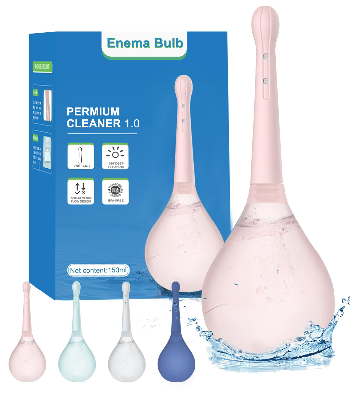 TheClover soft silicone enema bulb with ergonomic grip for comfortable daily cleansing.