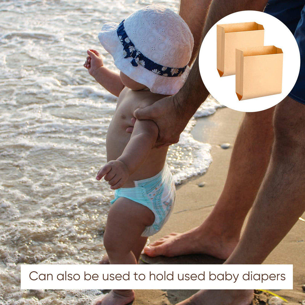Thenshop waxed kraft bag shows easy-open bottom edge for quick changes.