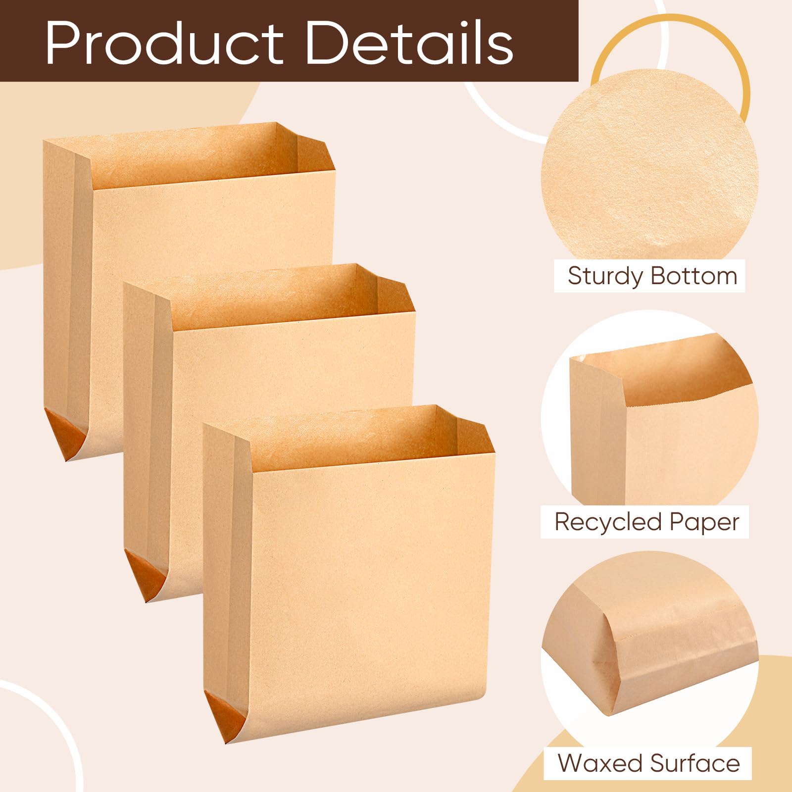 Thenshop waxed kraft bag features leak-proof coating to protect surfaces.