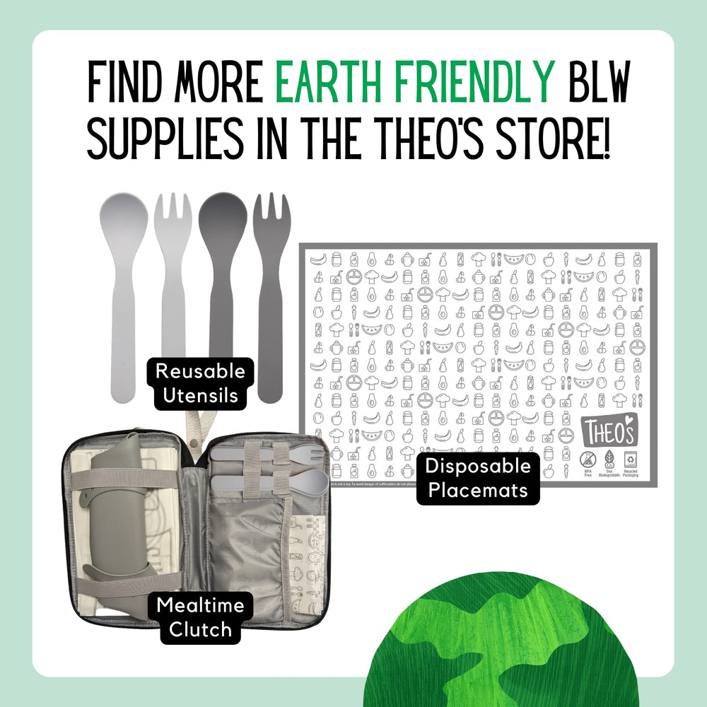 THEO'S MATS compatible with baby led weaning setups for mess management.