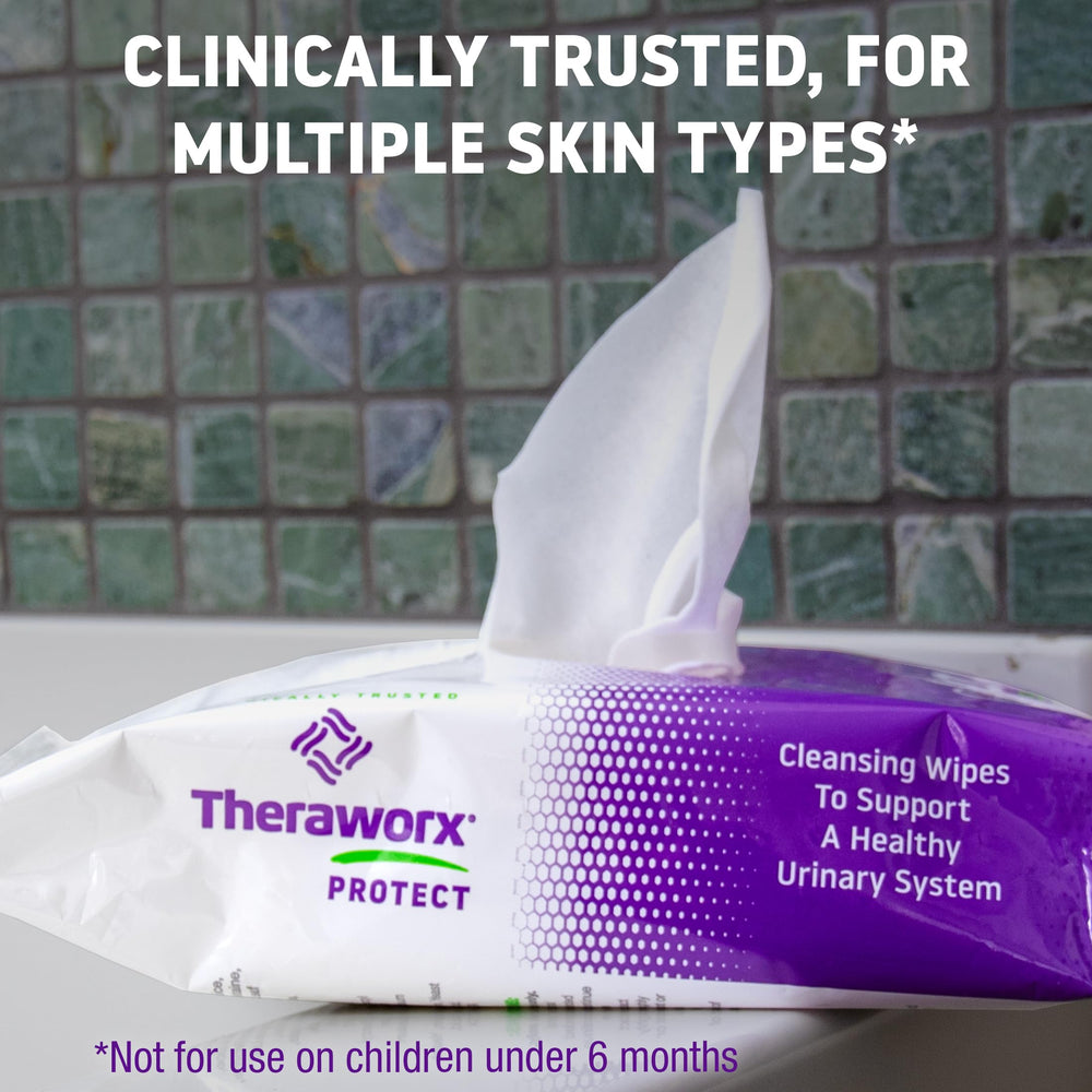 Theraworx Protect wipes safe for daily use in sensitive hygiene routines.