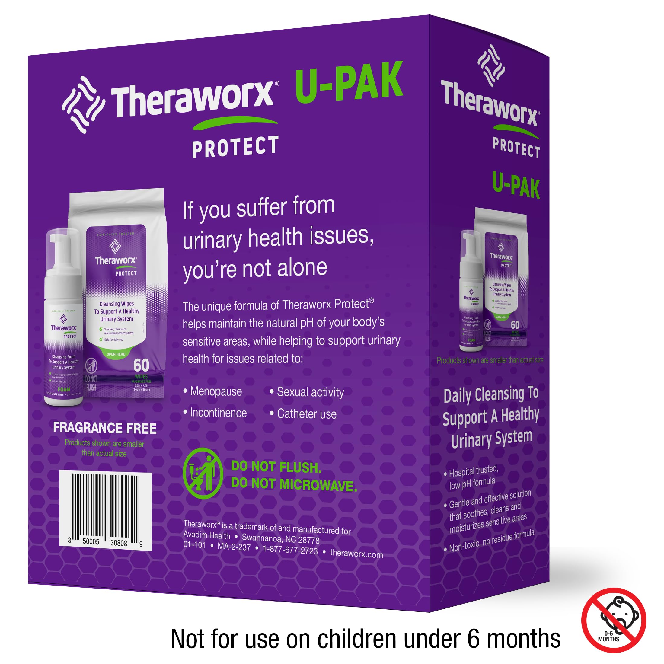 Theraworx Upak hygiene foam pump ready for refreshing cleansing