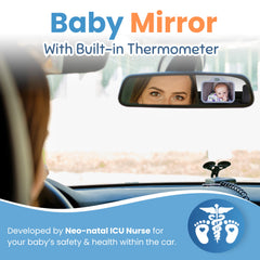 THERMOMIRROR wide-angle rear-facing mirror for a clear baby view