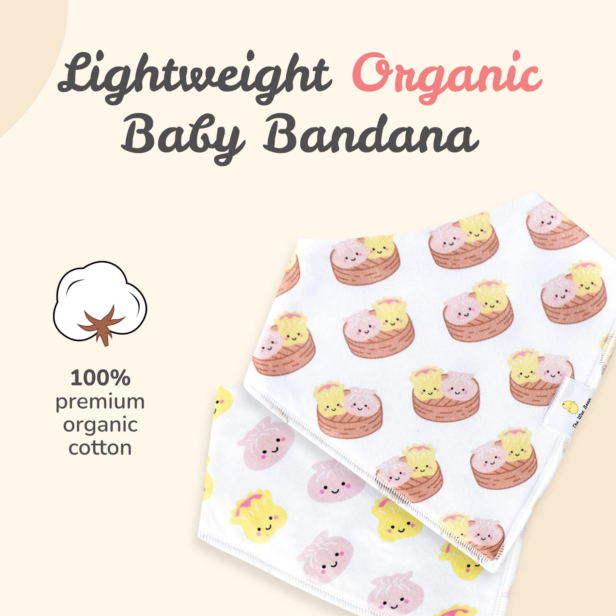 The Wee Bean bib features adjustable snaps for newborns to toddlers.
