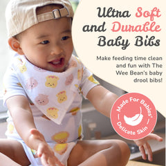 The Wee Bean organic cotton bib is soft and safe for delicate baby skin.