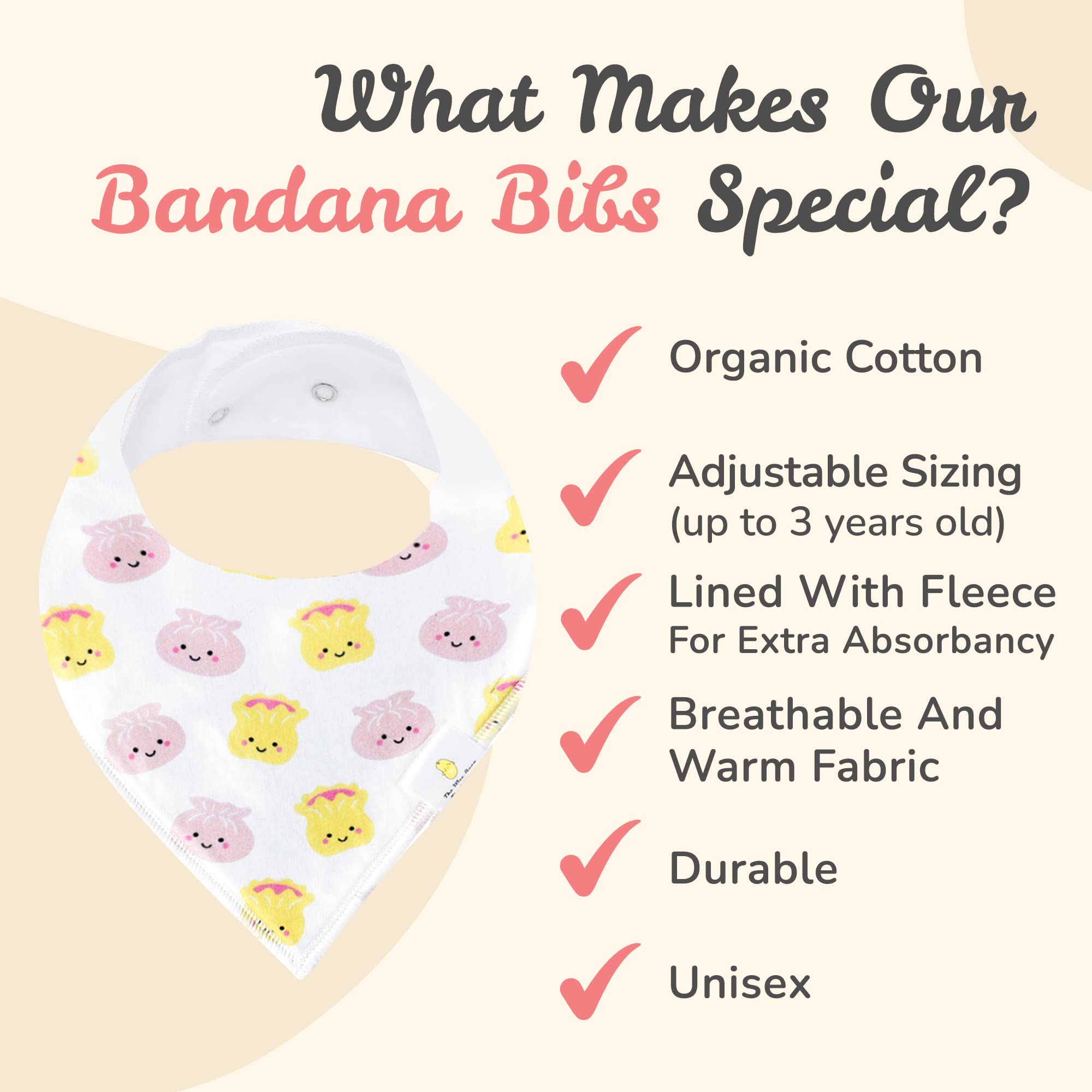 The Wee Bean bandana bibs are gender-neutral and gift-ready for baby showers.
