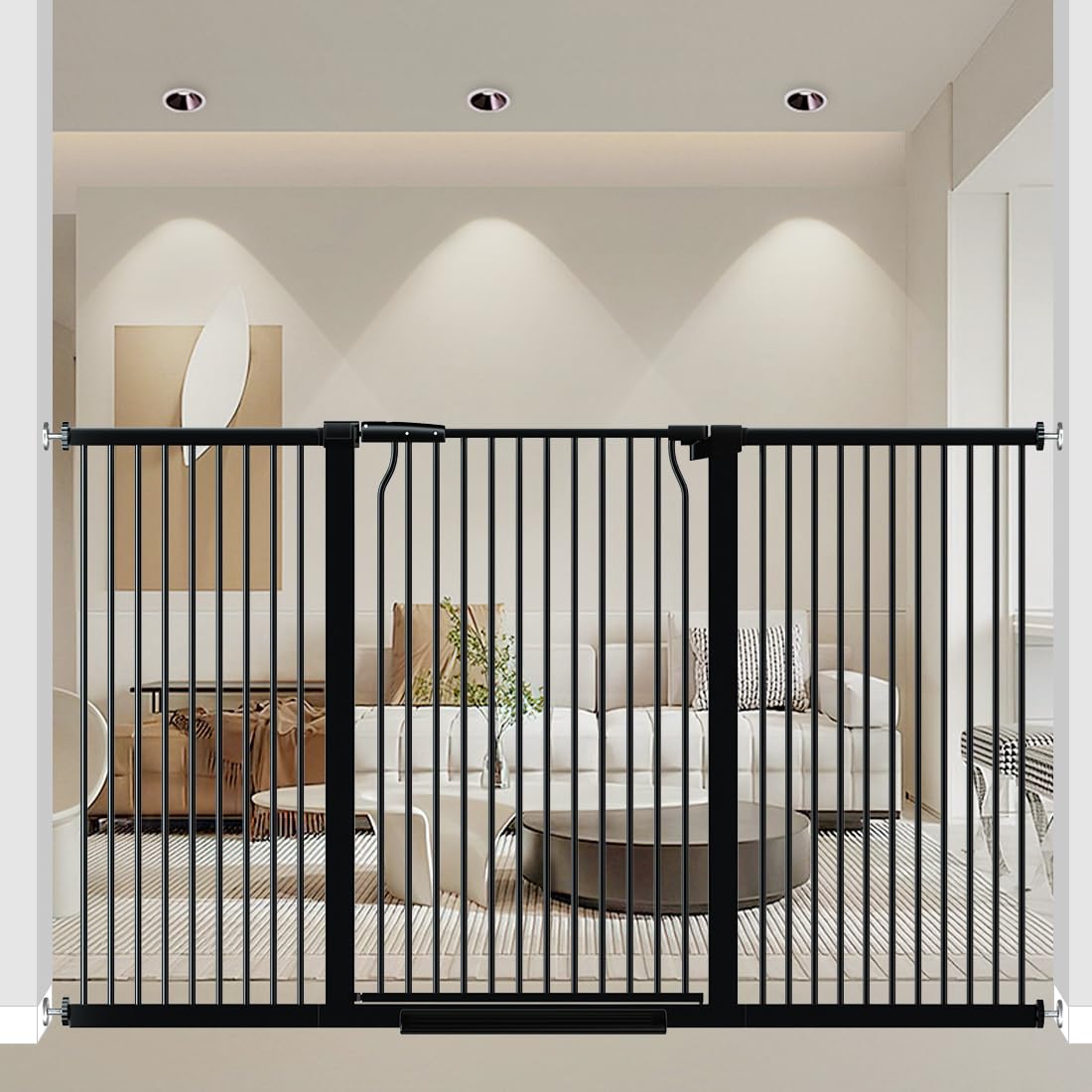 THEYFIRST gate full height shows extra tall boundary for kids and pets.