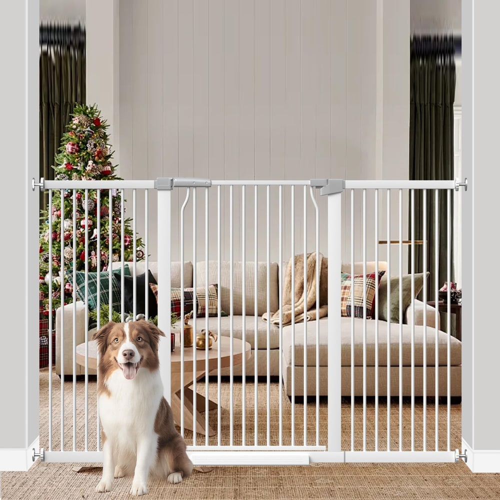TheyFirst 41-inch extra-tall gate protects pets at doorways with tall, secure design.
