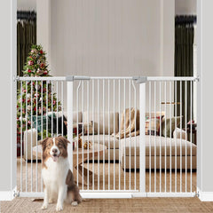 TheyFirst 41-inch extra-tall gate protects pets at doorways with tall, secure design.