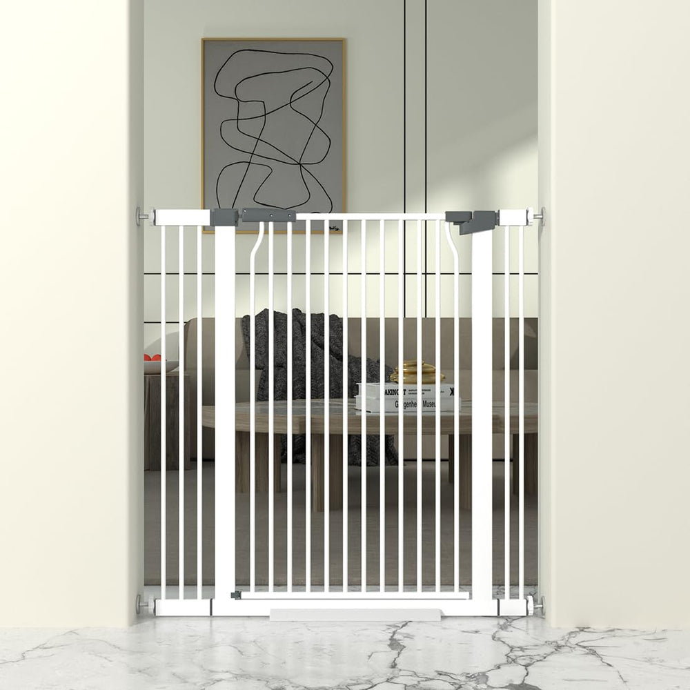 THEYFIRST 41-inch extra tall gate blocks doorway climbs for kids and pets.