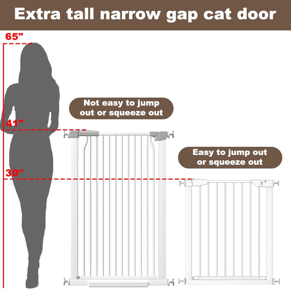 THEYFIRST 41-inch extra tall gate in white, open forward for easy passage and controlled access.
