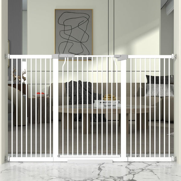 TheyFirst 41-inch extra-tall gate keeps pets contained in entryways.
