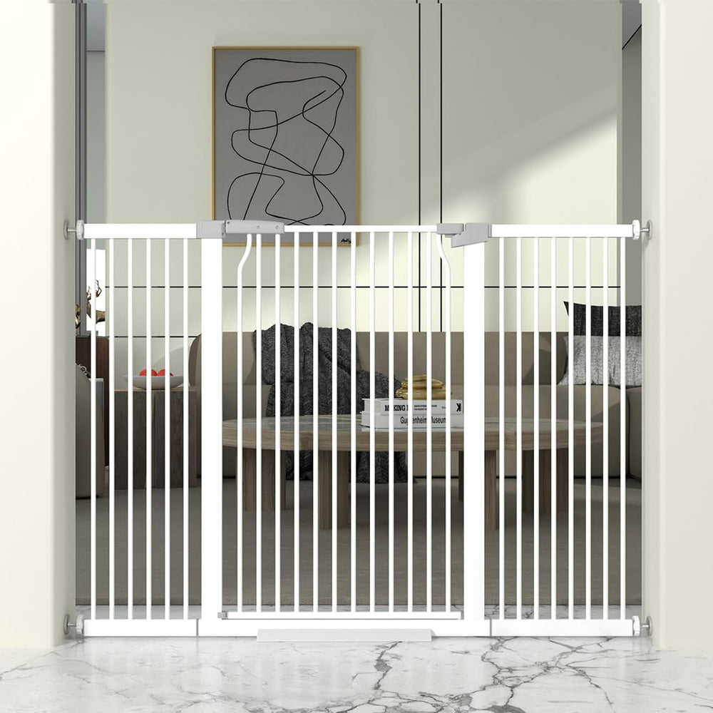 THEYFIRST 41-inch cat gate on doorway keeps cats contained safely