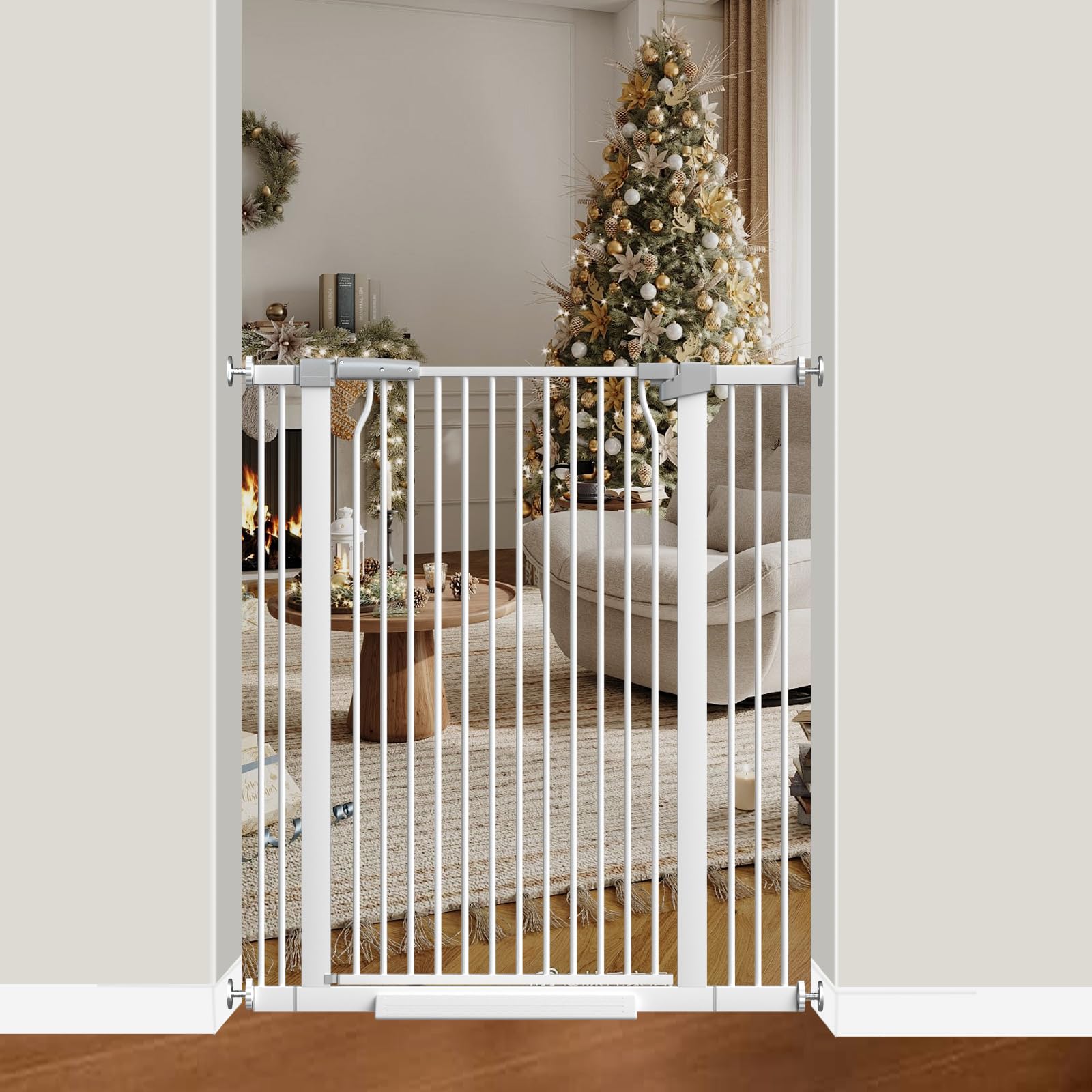 THEYFIRST 41-inch extra tall gate in doorway keeps toddlers and pets safe
