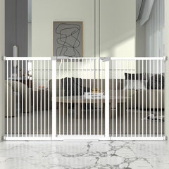 THEYFIRST 41-inch extra tall gate in doorway keeps pets contained safely.