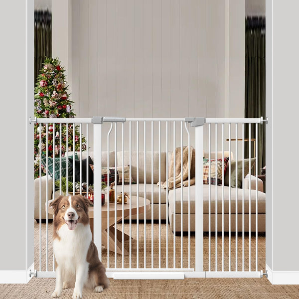 THEYFIRST 41-inch extra tall gate in front view securing pets and children