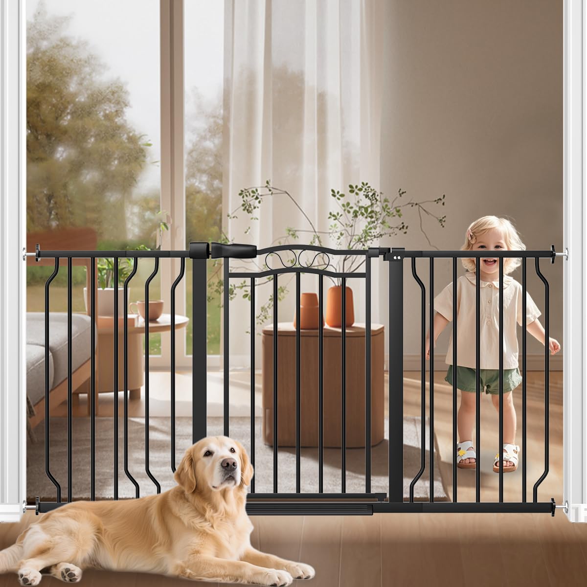 Black finish adds a modern look for busy family spaces.
