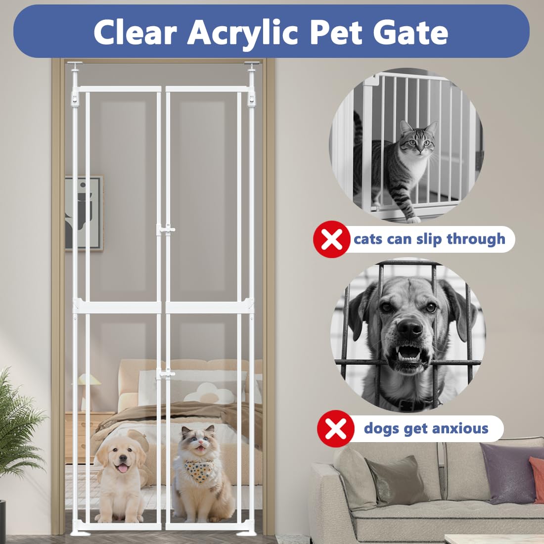 THEYFIRST gate width 33.8-37.4 inches for flexible doorway fit