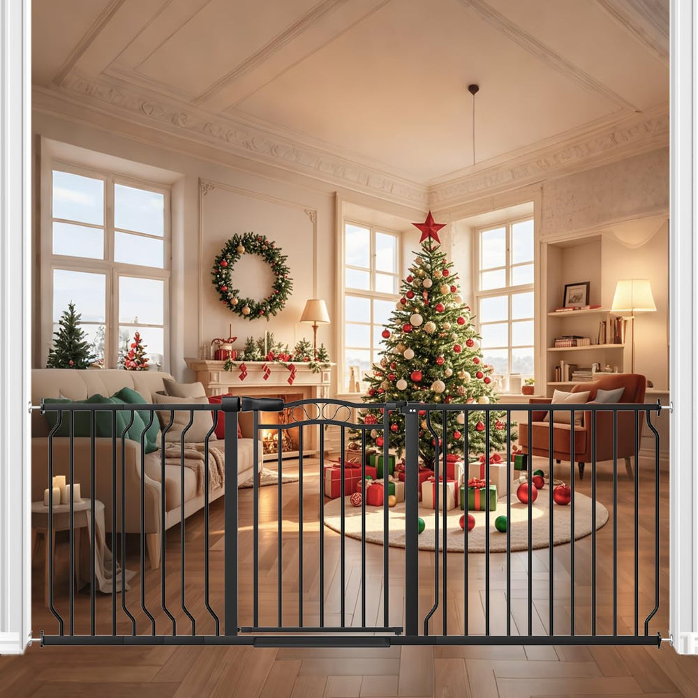 THEYFIRST extra-wide stair gate with no drilling for secure stair access