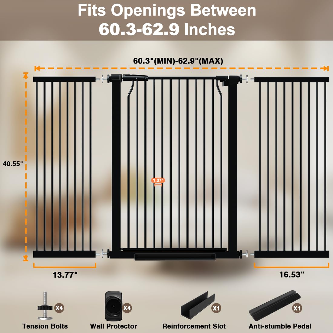 THEYFIRST no-drill installation protects walls and speeds setup.