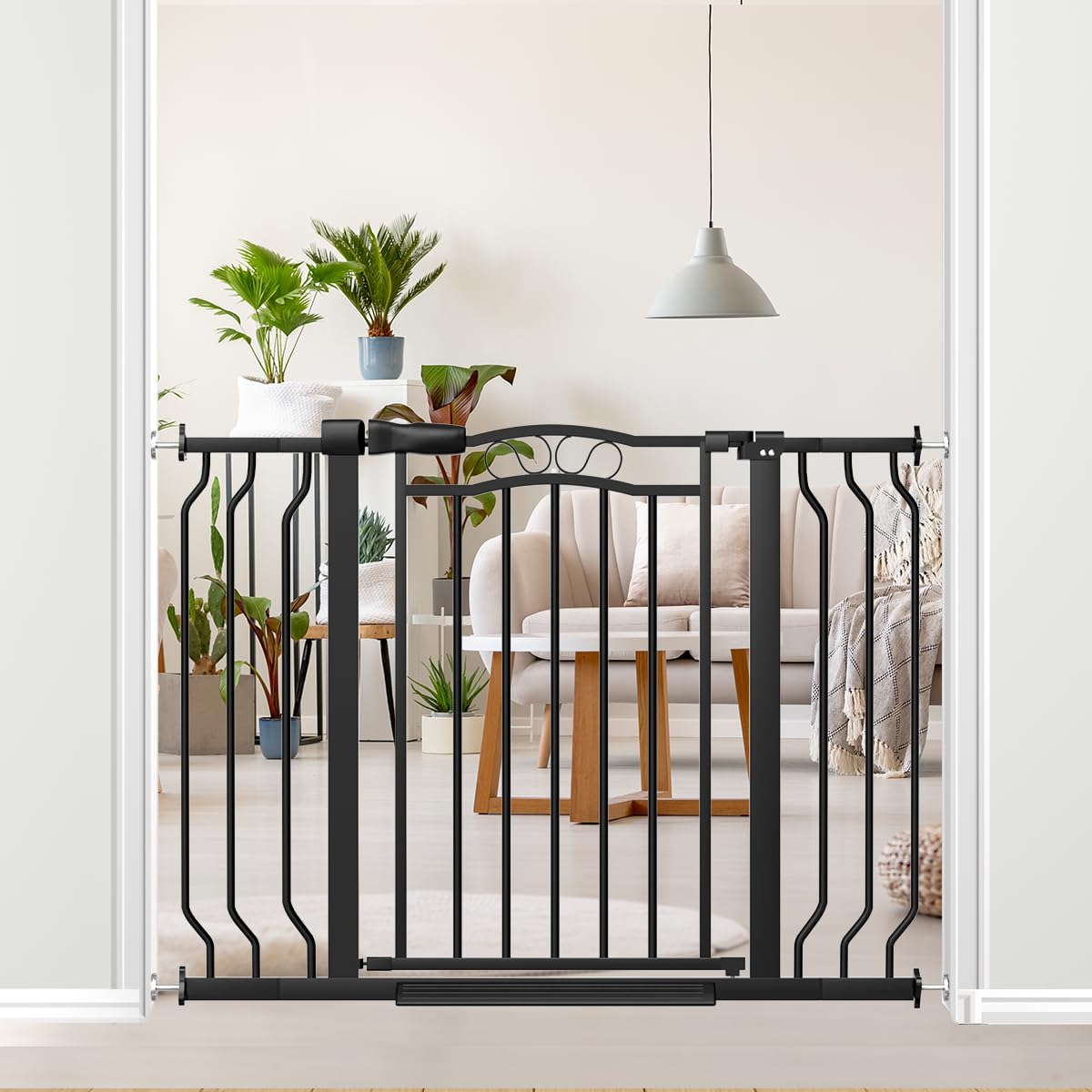 THEYFIRST gate provides safe passage for kids and pets in doorways.