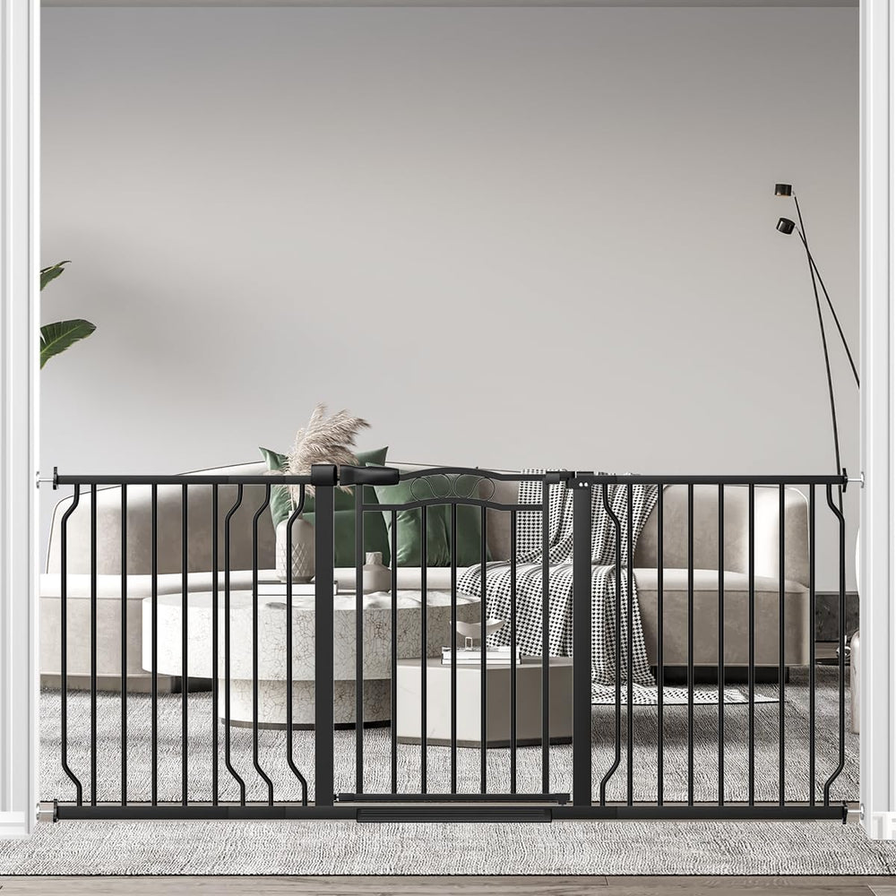 theyfirst walk-through black gate in use, convenient for busy homes