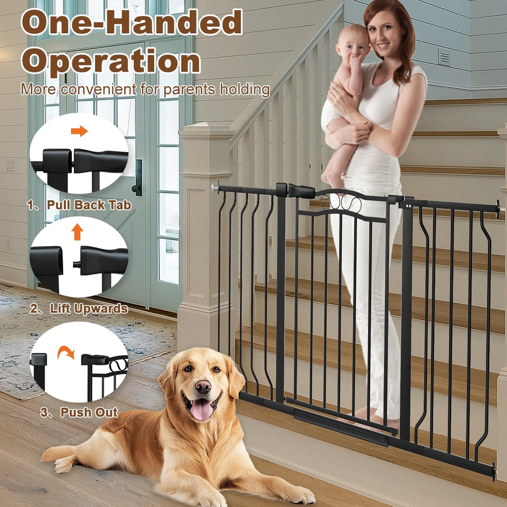 THEYFIRST walk-through gate in doorway showing easy one-handed use
