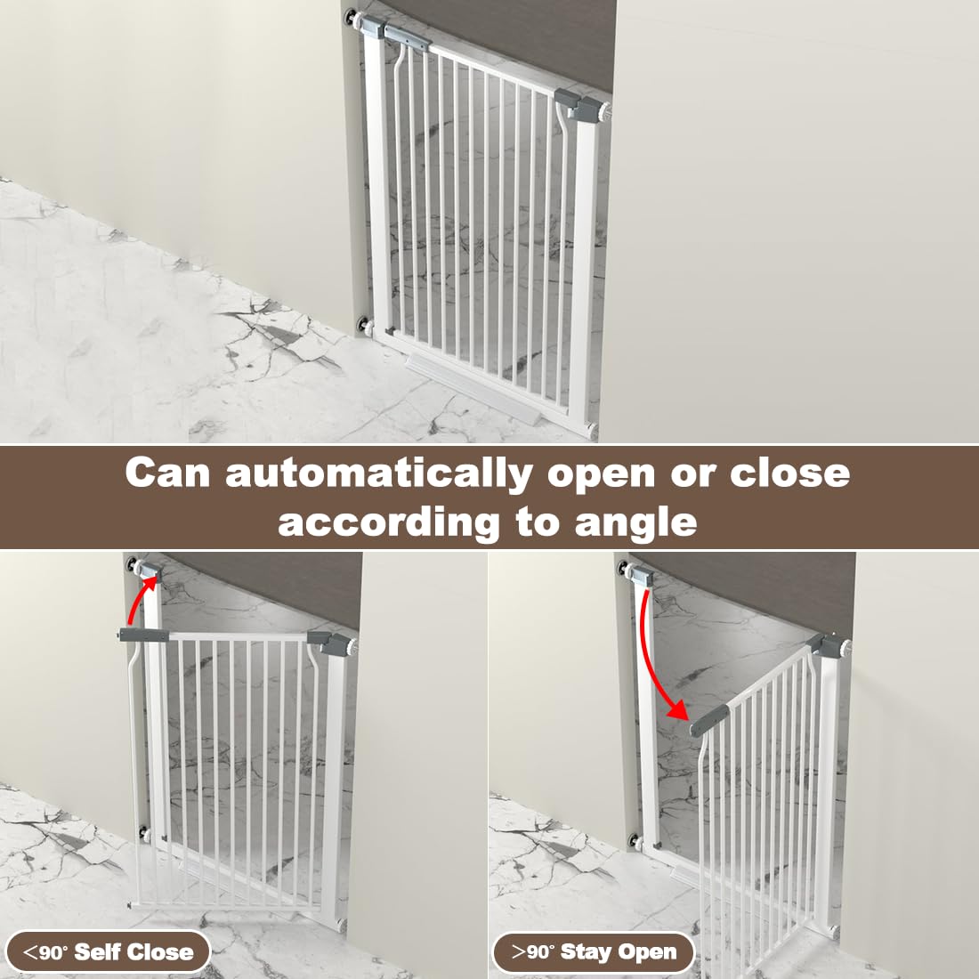 Gate installed across a doorway and stair entrance for versatile use