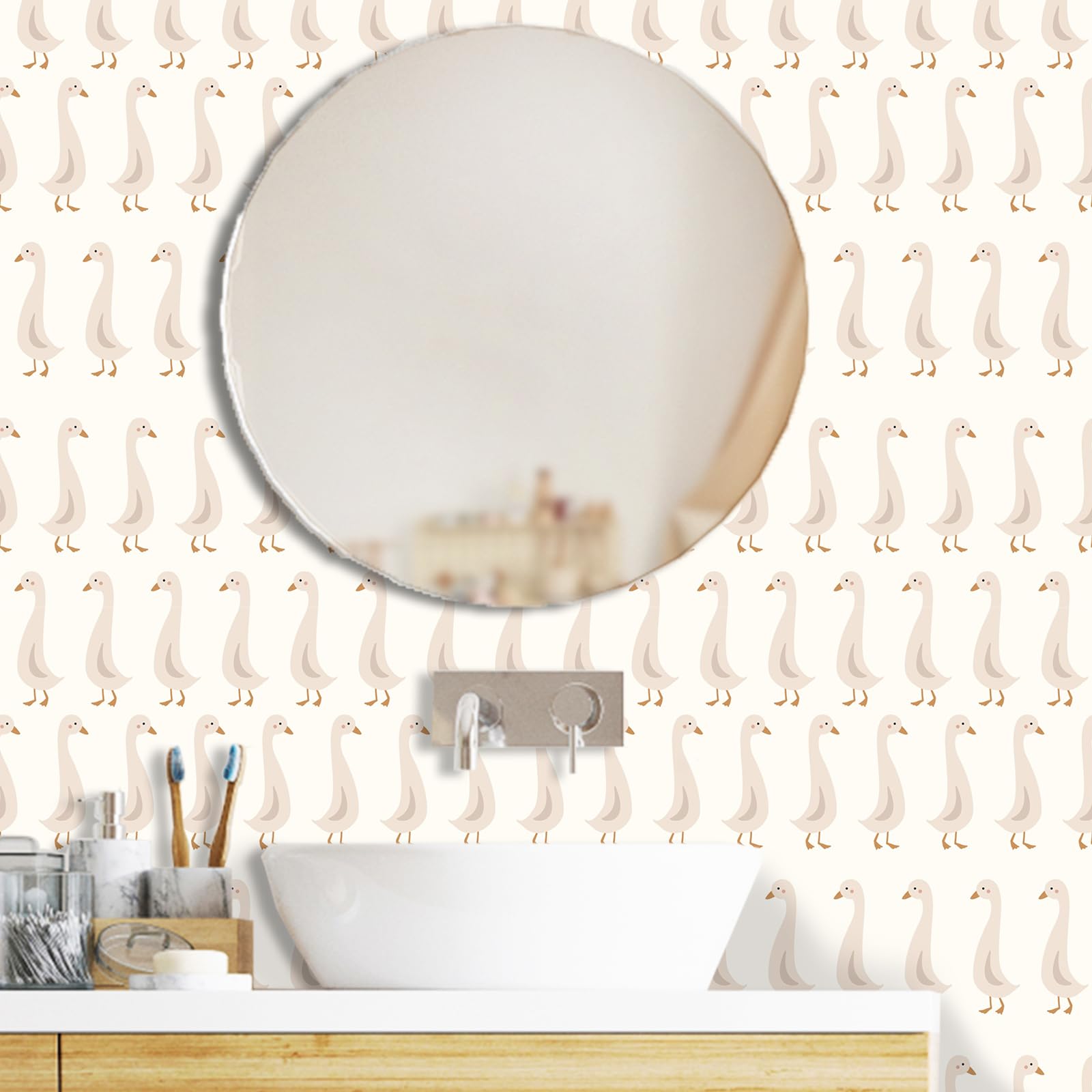 THEYGE baby room goose decor brings soft charm to a nursery