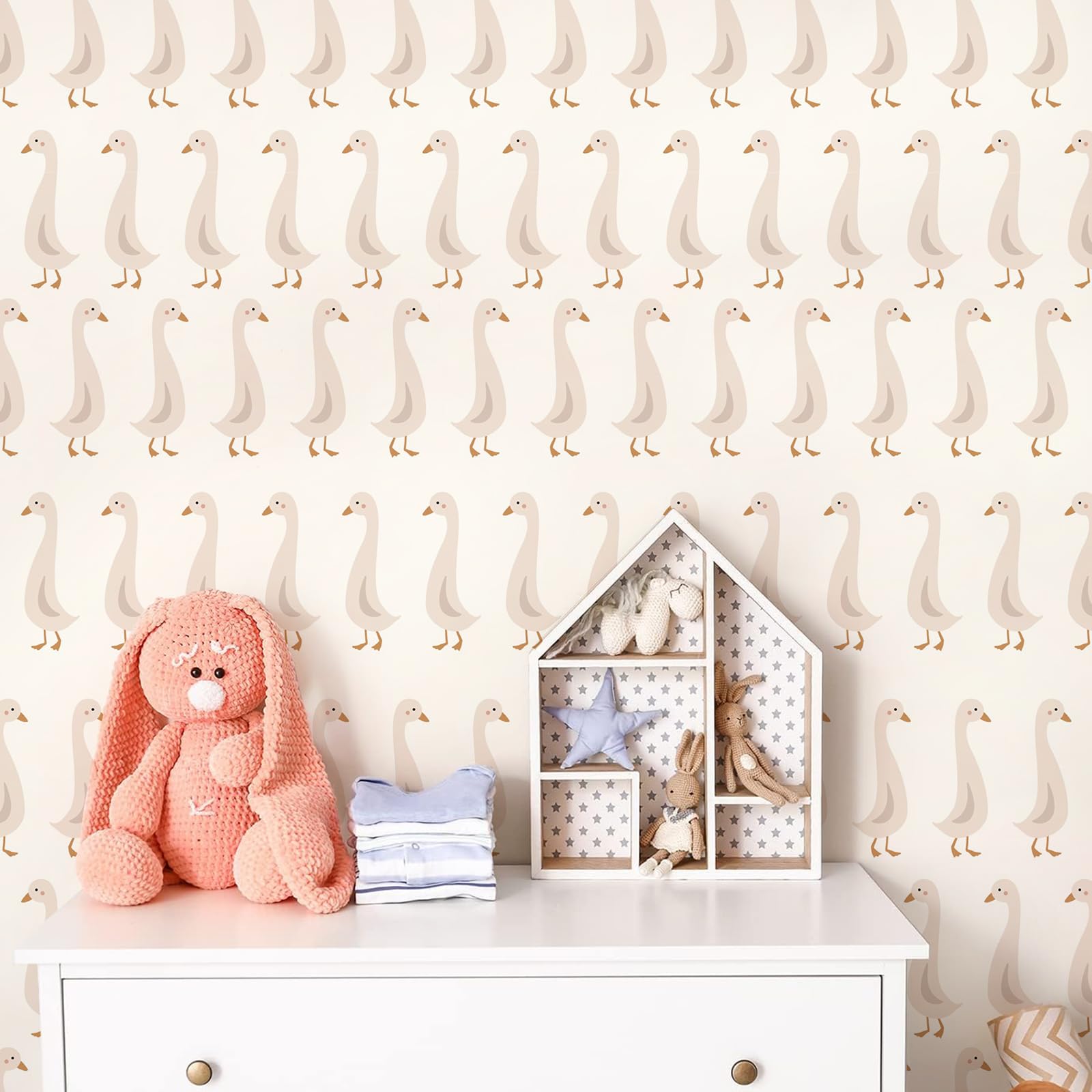 THEYGE goose wallpaper in watercolor geese decor for a nursery setting