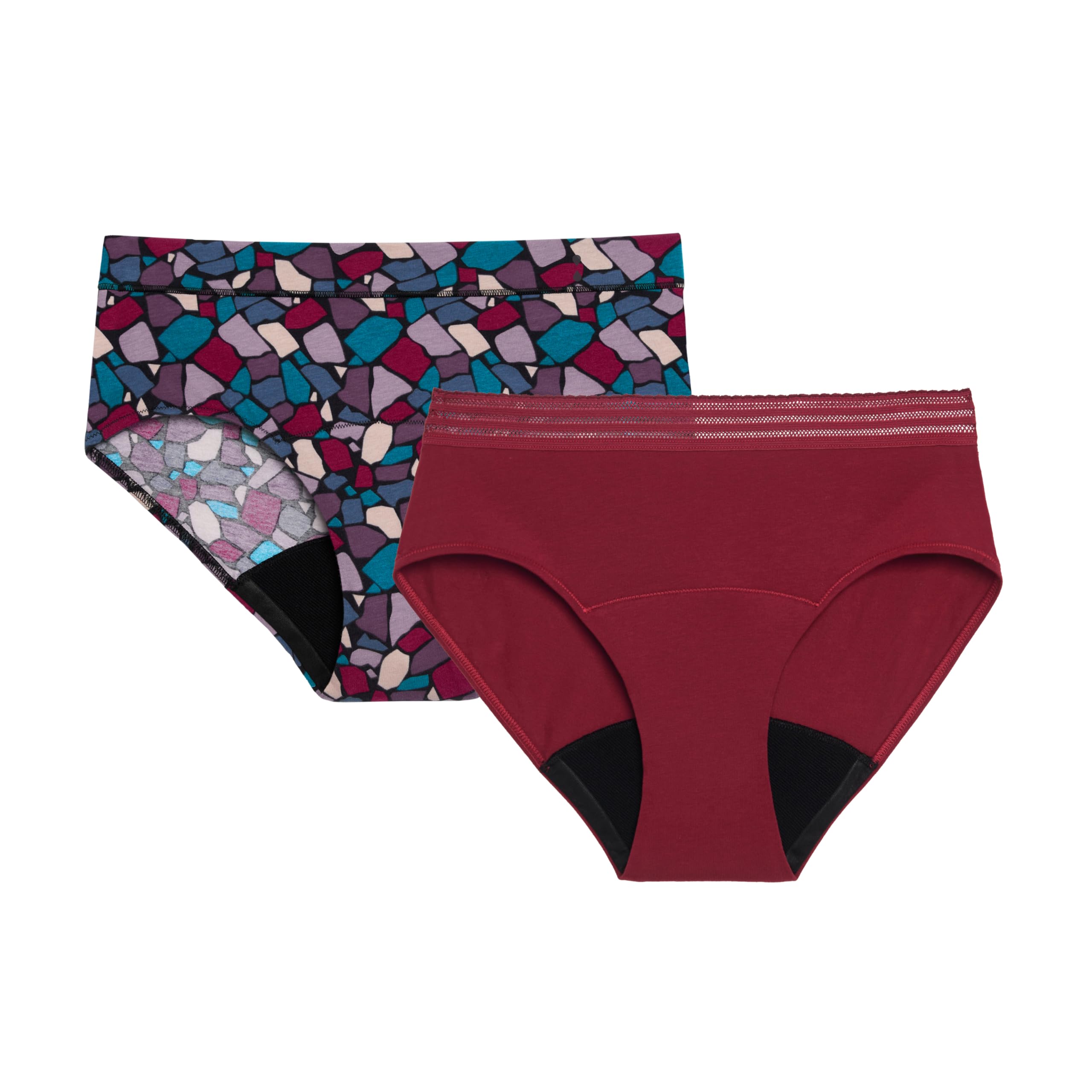 Thinx for All Everyday Comfort Brief Mosaic Rhubarb Lace image, all-day leak protection