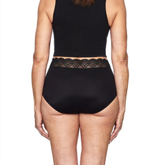 Thinx For All Leaks back view highlights a high-rise waistband and secure fit.