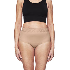 Thinx For All Leaks hi-waist underwear blackberry back view provides secure coverage and comfort.