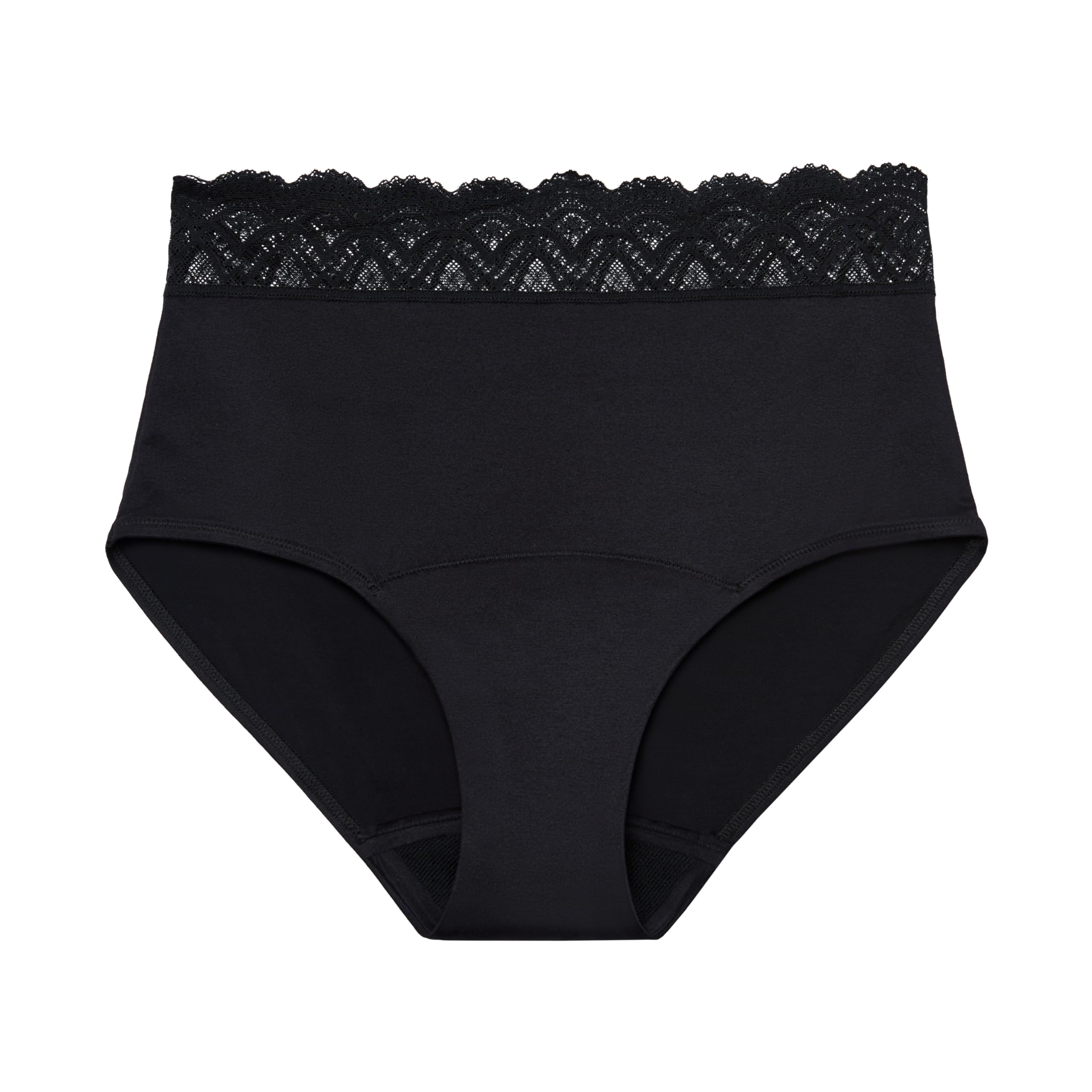 Thinx For All Leaks hi-waist underwear packaging shows reusable design for daily wear.