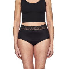 Thinx For All Leaks hi-waist underwear waistband detail emphasizes soft, flexible fit.
