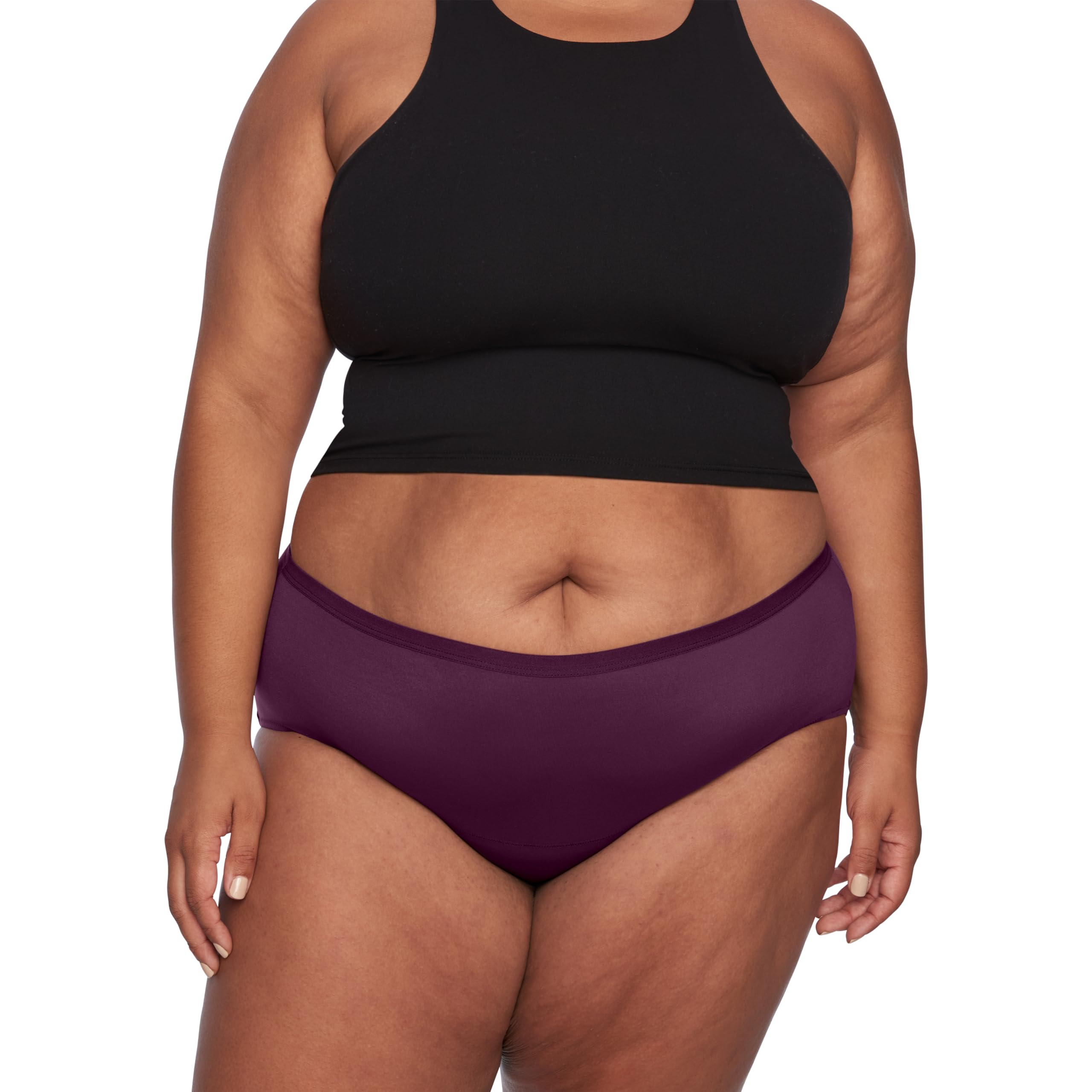 Thinx For All Leaks hip-hugger underwear on model for daily discreet protection