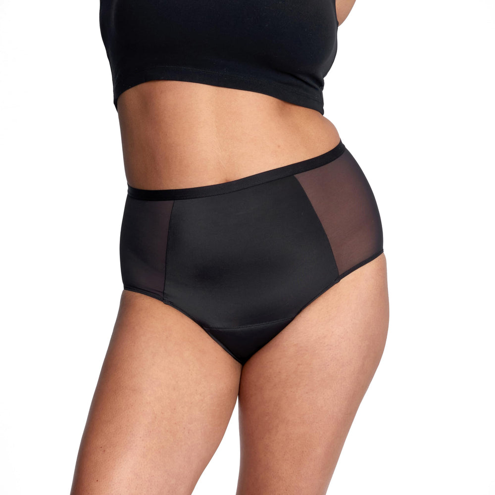 Thinx hazelnut hi-waist underwear back view highlighting silhouette and protection