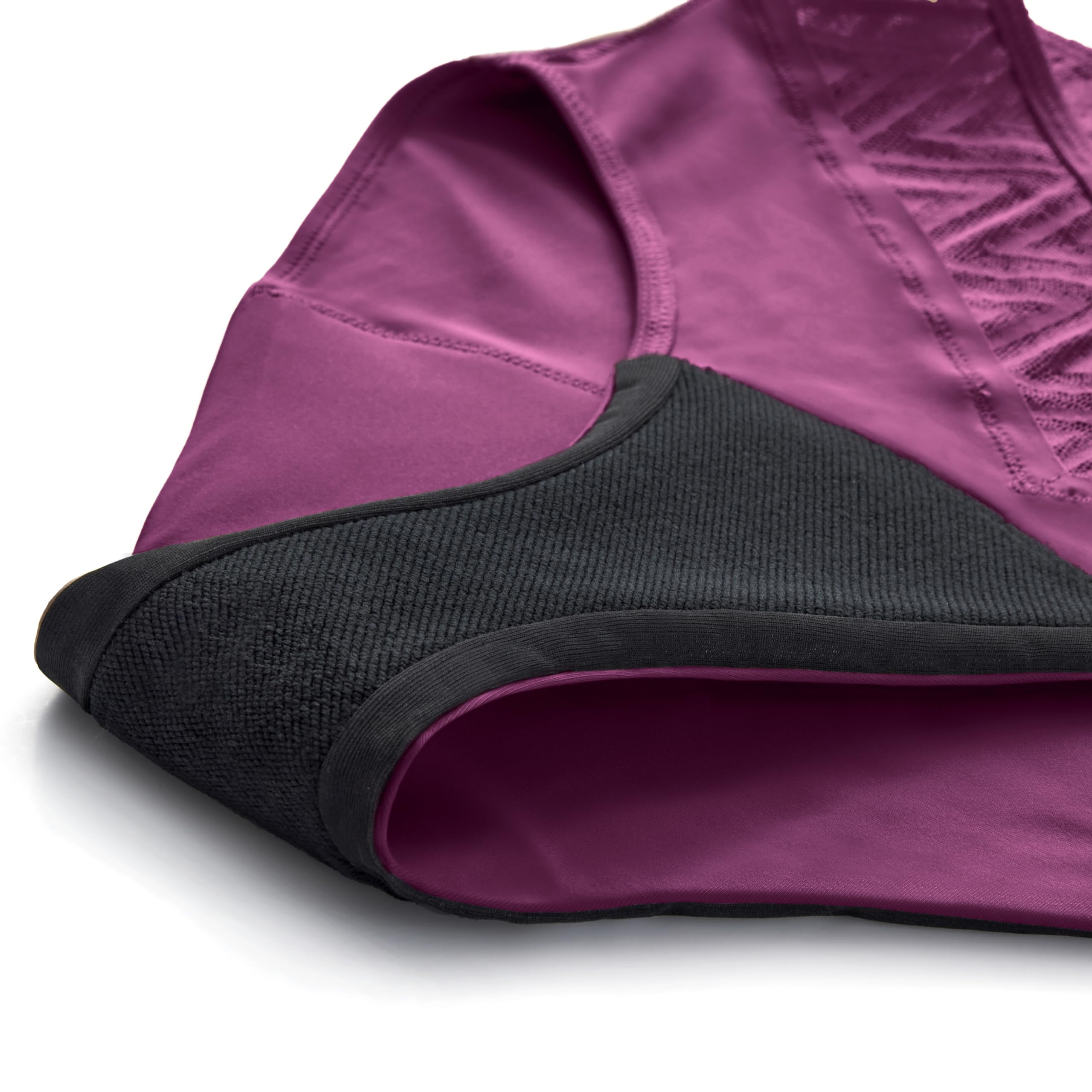 THINX leakproof 12-hour barrier in plum lace for peace of mind.